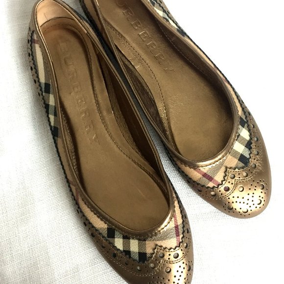 Burberry Flats, Housecheck / Gold, Designer Shoes - Picture 4 of 9